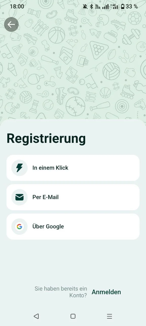 SpinBetter App Registrierung mit Optionen In einem Klick, Per E-Mail, Über Google